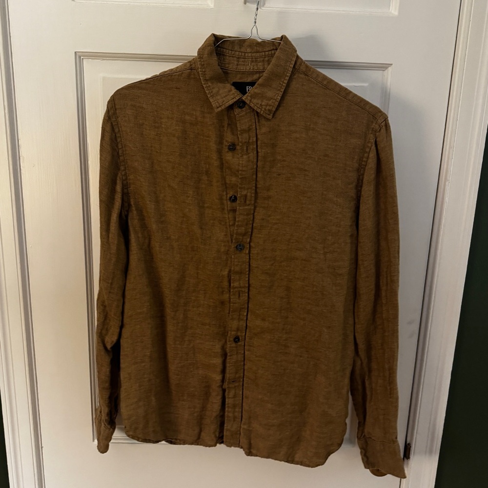Banana Republic Brown Standard Fit Linen Shirt